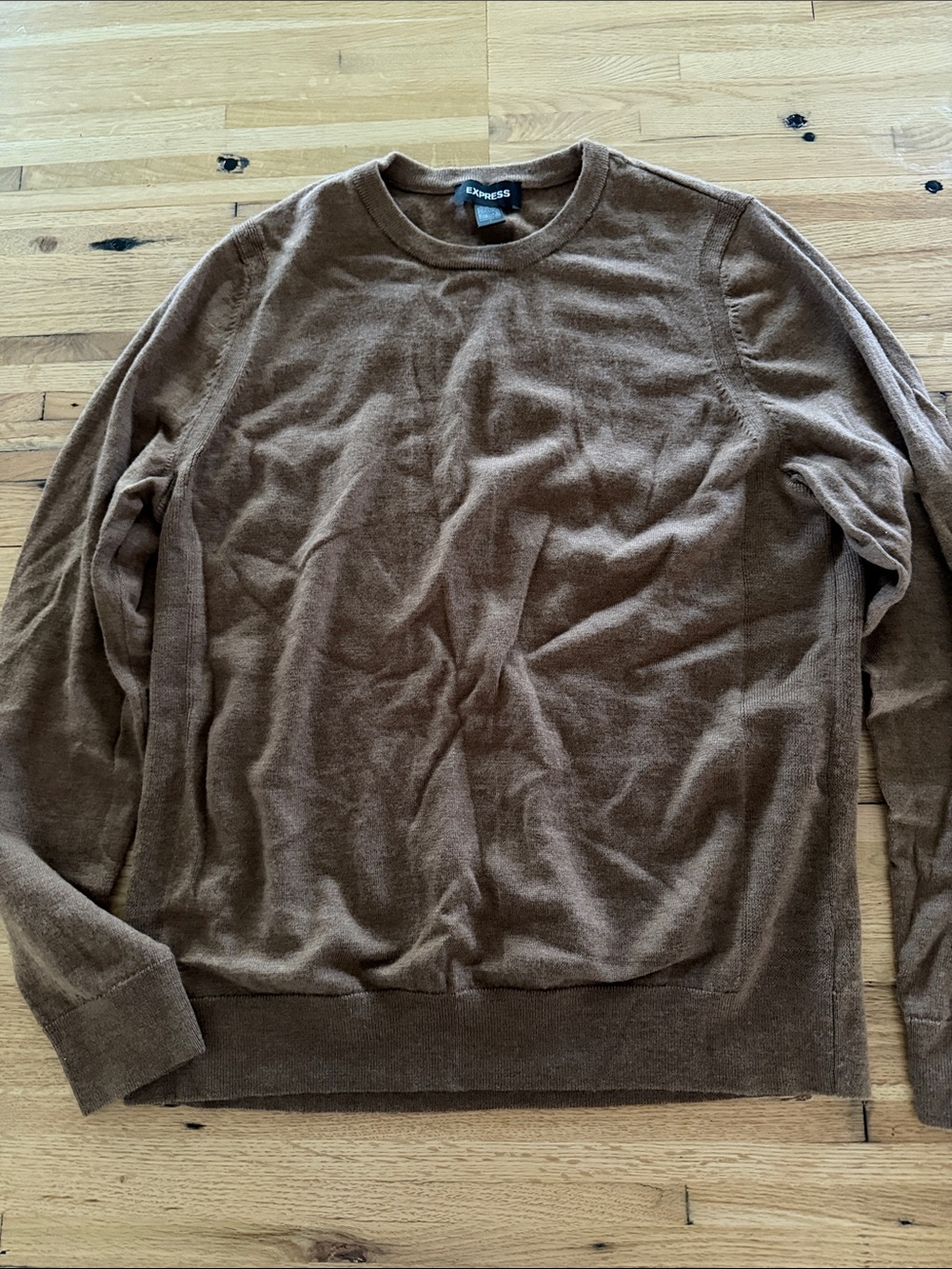 Express Men’s Large Brown Crewneck Knit Sweater